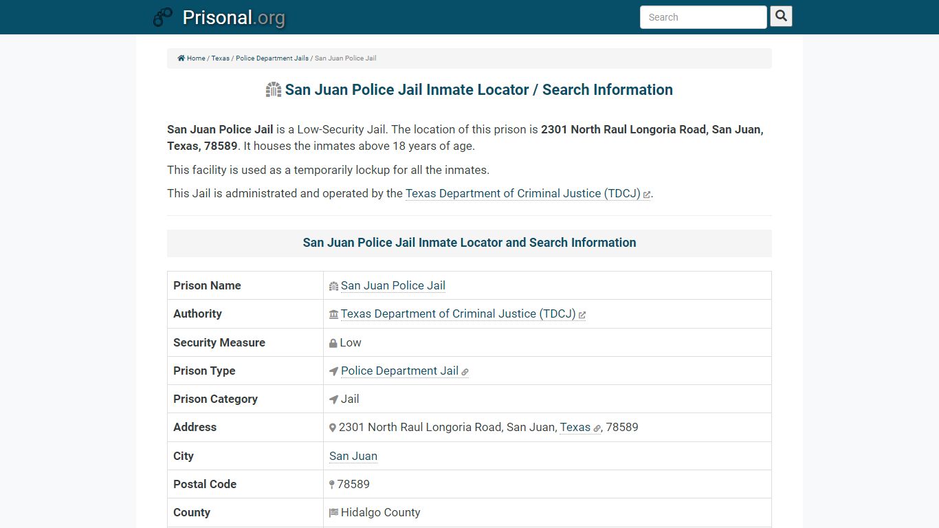 San Juan Police Jail-Inmate Locator/Search Info, Phone ...